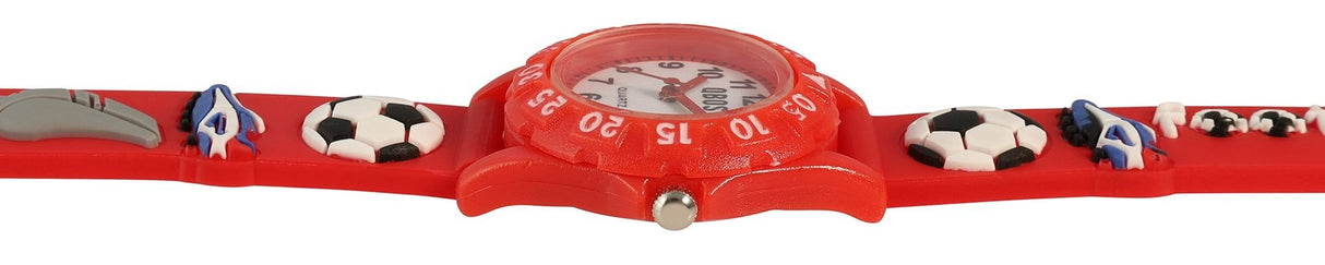 Børneur med fodboldmotiv – Rød - Lukaki.dkBørneur med fodboldmotiv – Rød