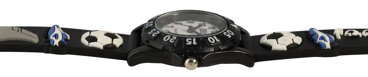 Børneur med fodboldmotiv – Sort - Lukaki.dkBørneur med fodboldmotiv – Sort