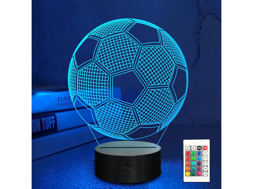 Fodbold lampe 3D (Kabelfri / kan oplades) - Lyser i 12 farver - Lukaki.dkFodbold lampe 3D (Kabelfri / kan oplades) - Lyser i 12 farver