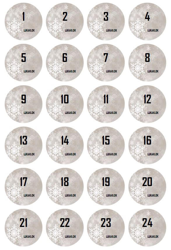 Pakkekalender med 24 fodbold gaver (inkl. nummermærkater 1 - 24) Lukaki.dk