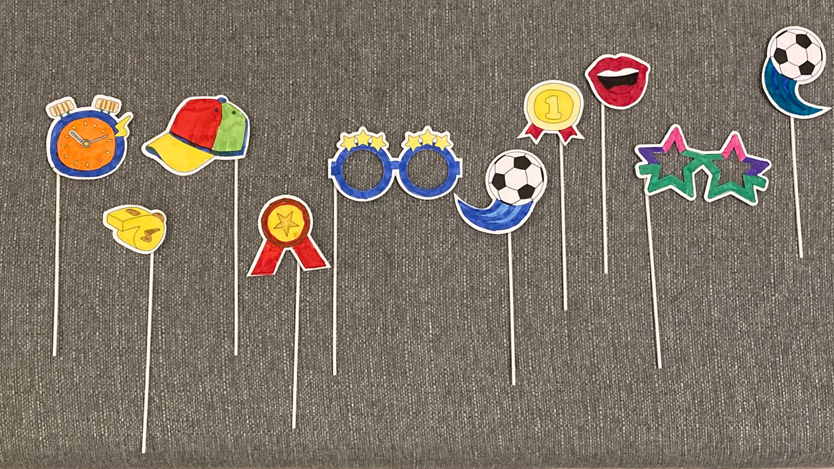 Mal selv fodbold-selfie rekvisitter