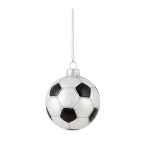 Fodbollsjulgranskula – Svart/vit porslin, 6,5 cm