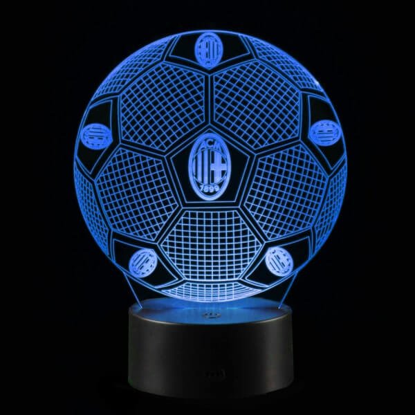 AC Milan 3D Fodbold lampe - Lyser i 7 farver - Lukaki.dkAC Milan 3D Fodbold lampe - Lyser i 7 farver