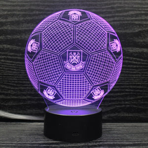 West Ham 3D fotbollslampa - Lyser i 7 färger