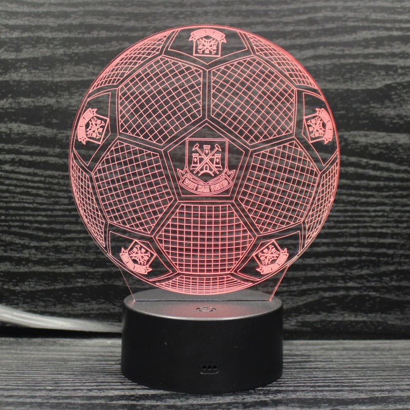 West Ham 3D fotbollslampa - Lyser i 7 färger