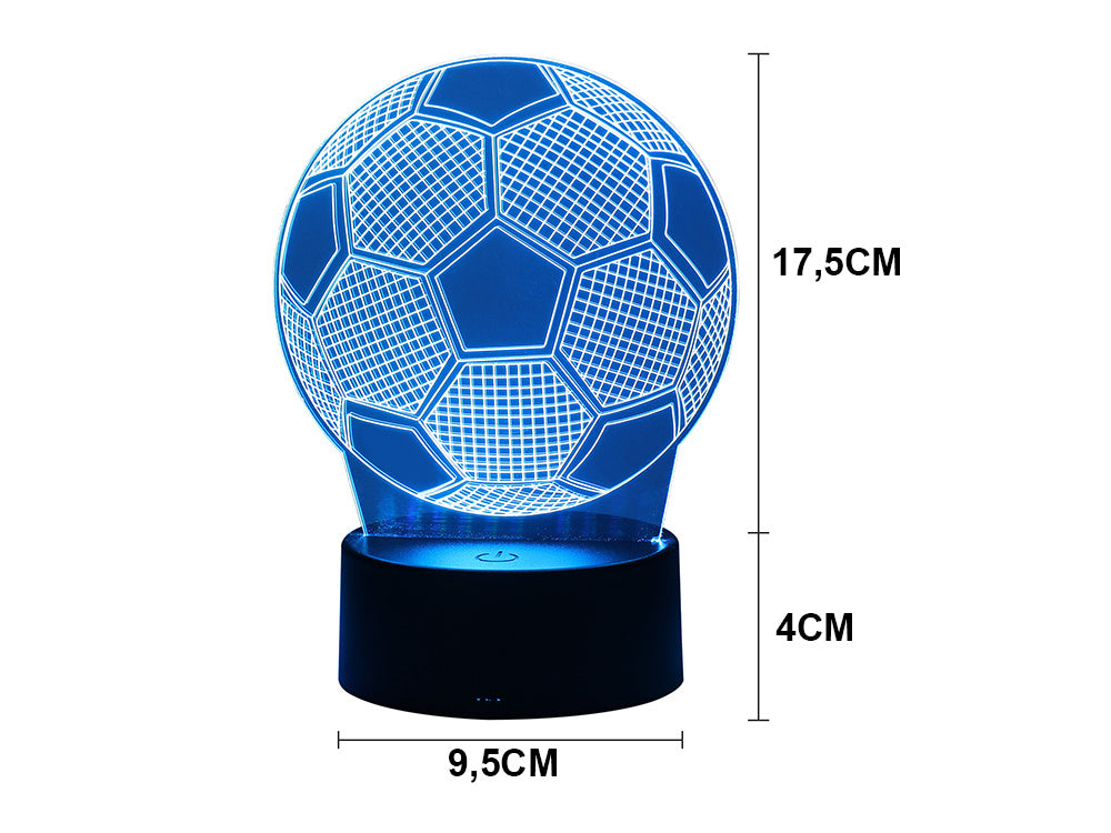 Fotbollslampa 3D (kabelfri / kan laddas) - Lyser i 12 färger