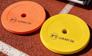 Flade markeringskegler med holder – 30 stk. i orange og gul - Lukaki.dk