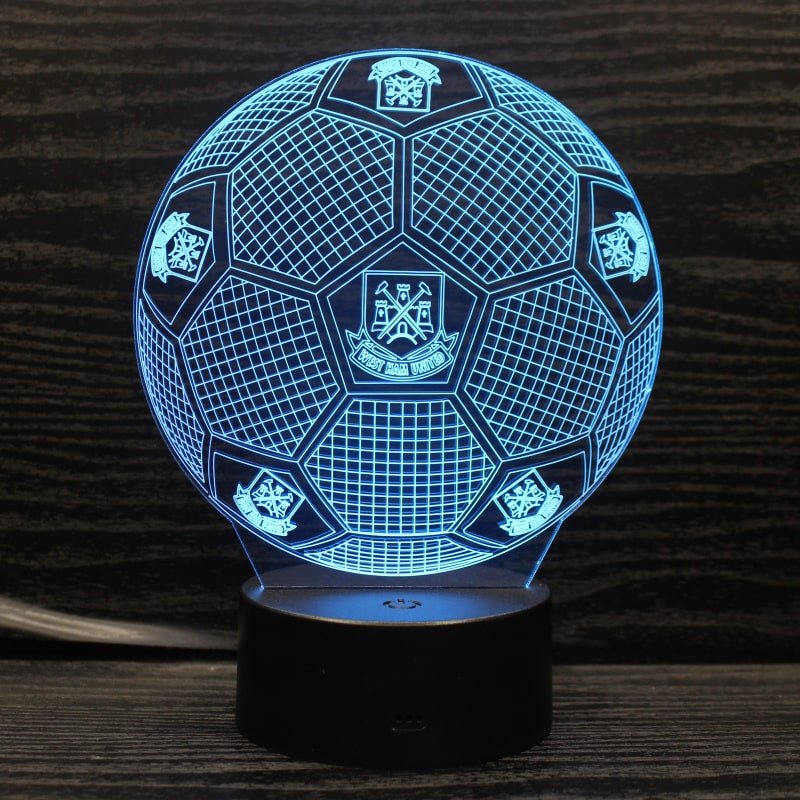 West Ham 3D Fodbold lampe - Lyser i 7 farver - Lukaki.dkWest Ham 3D Fodbold lampe - Lyser i 7 farver