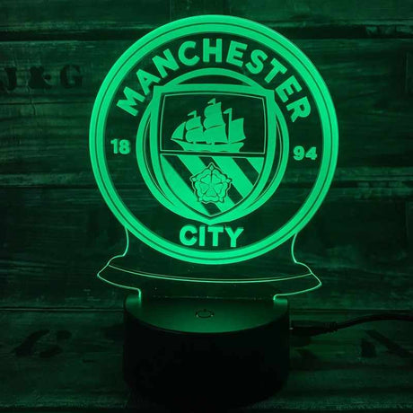 Manchester City 3D fotbollslampa - Lyser i 7 färger