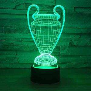 Fotbollslampa med trofé 3D - Lyser i 7 färger