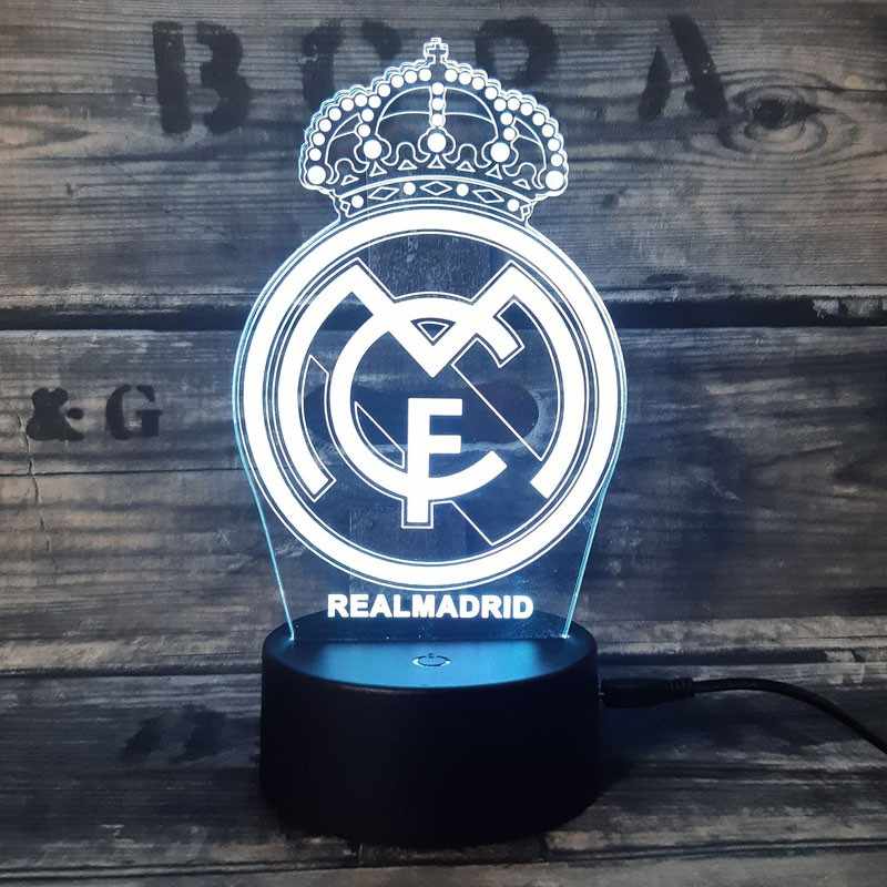 Real Madrid 3D fotbollslampa - Lyser i 7 färger